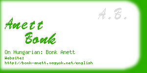 anett bonk business card